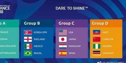 中国U17女足E组迎战美、萨摩亚及非洲队
